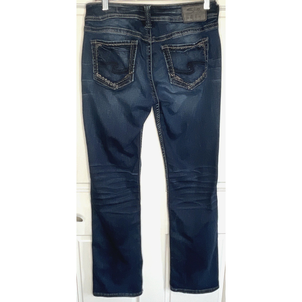 Silver Jeans Women's Suki Mid-Slim Bootcut Denim 27x31 Distress Thick Stitching